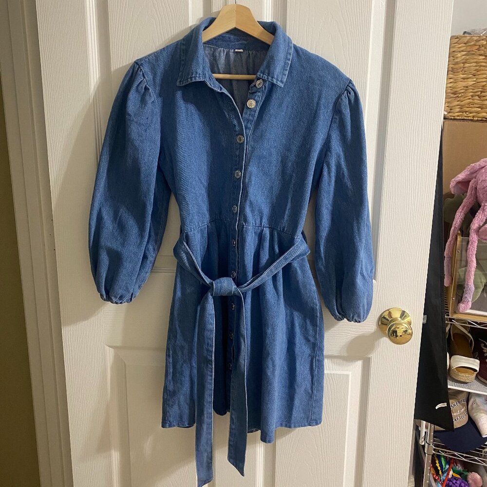NWOT Blue Jean Denim Mini Shirt Dress